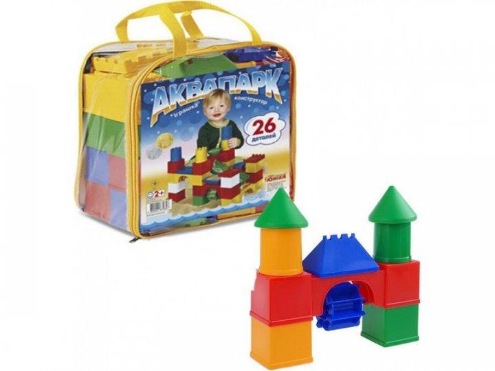 Дитячий пластиковий блочний конструктор Аквапарк Юніка 0347, 26 деталей у сумці з ручками, розвиваючий для дітей - 1