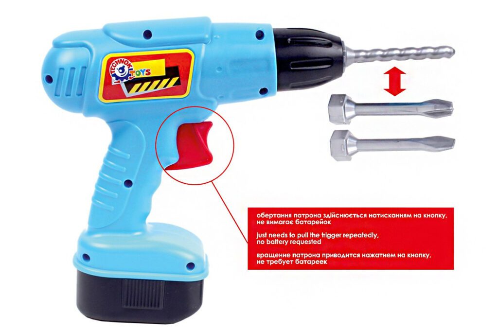 Іграшка Дриль ТехноК 4418 обертається механічно додаткові 2 свердла дитяча пластикова для дітей - 3