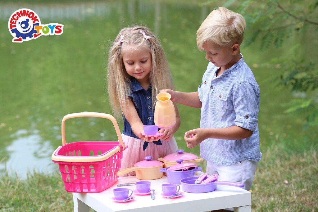 Посуд в кошику ТехноК 4449 дитячий ігровий набір каструлі сковорода сервіз приладдя іграшка для дітей кухня - 3
