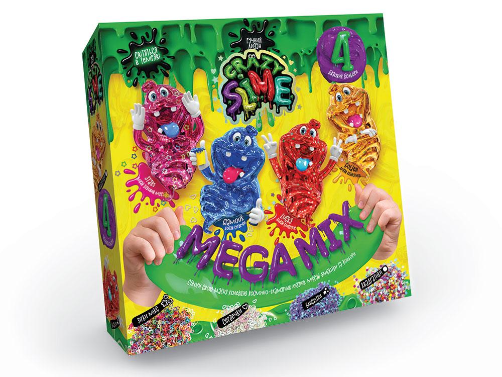 Дитячий набір для дослідів Crazy Slime 4 в 1 Danko Toys SLM-03-01U світиться слайм лизун блискітки своїми руками для дітей - 1