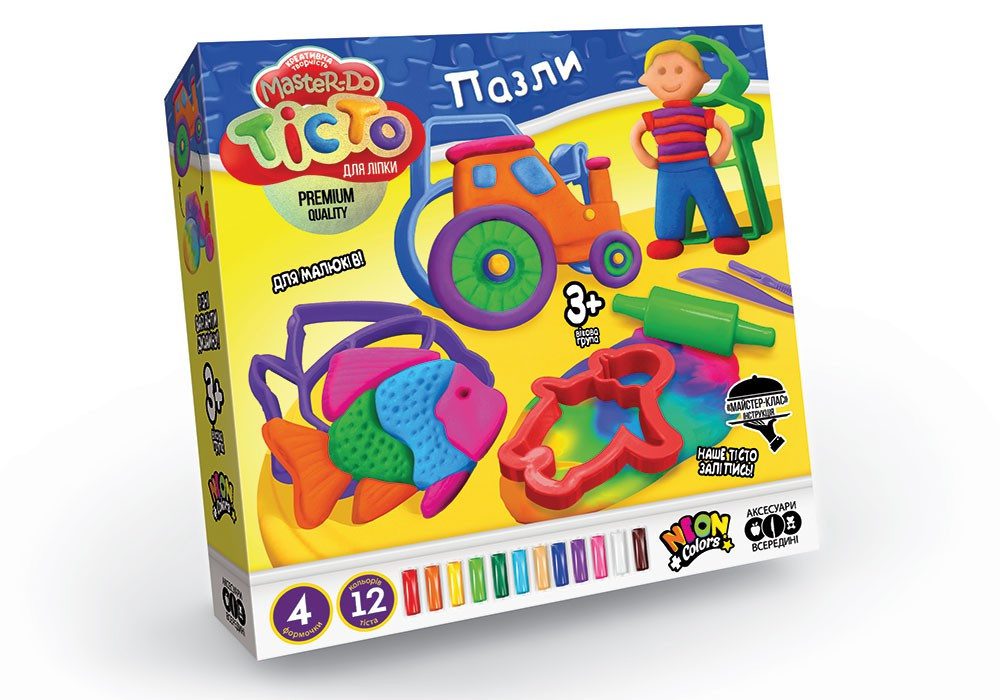 Тісто для ліплення Master Do Пазли Danko Toys TMD-11-01U креатив формочки скалка стеки дитяча творчість для дітей - 1