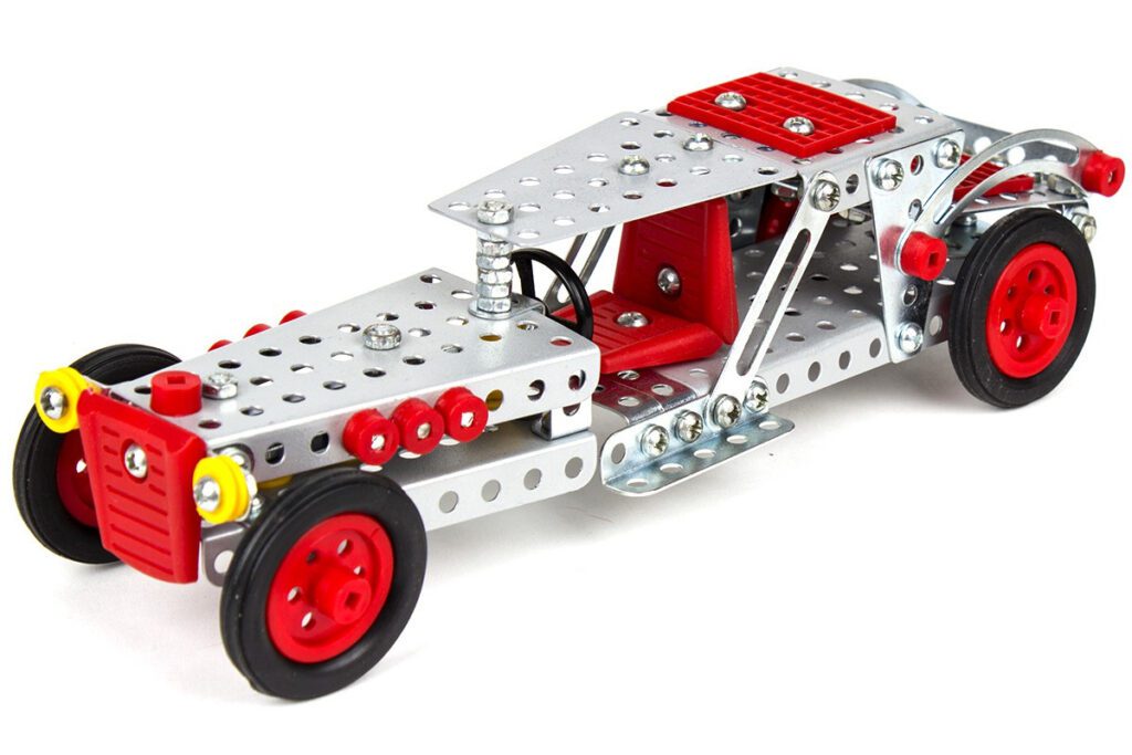Дитячий розвиваючий Конструктор металевий Авто ТехноК 3855 в кейсі 372 деталі 8 моделей дорожні знаки - 3