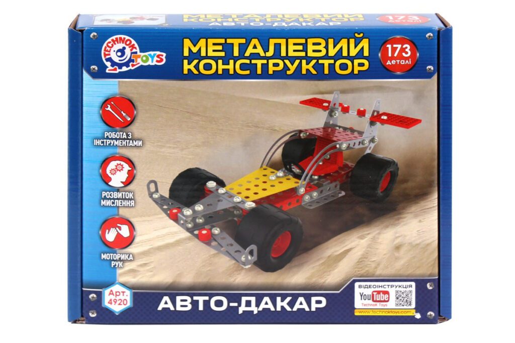 Дитячий розвиваючий Конструктор металевий Авто-Дакар ТехноК 4920 в коробці 173 деталей - 3