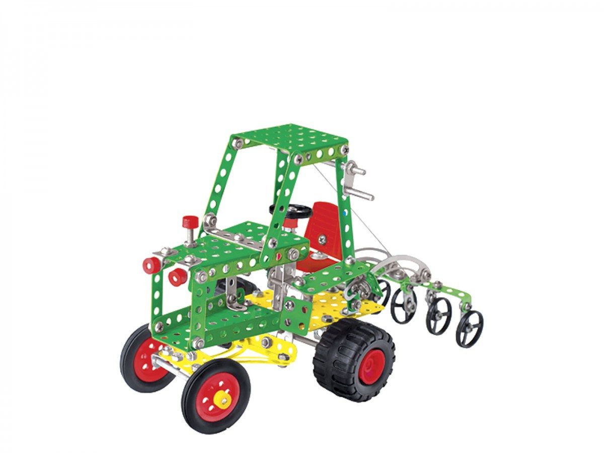 Дитячий розвиваючий Конструктор металевий Фермерська техніка ТехноК 1936 у пластиковому кейсі 253 деталі 8 моделей - 2