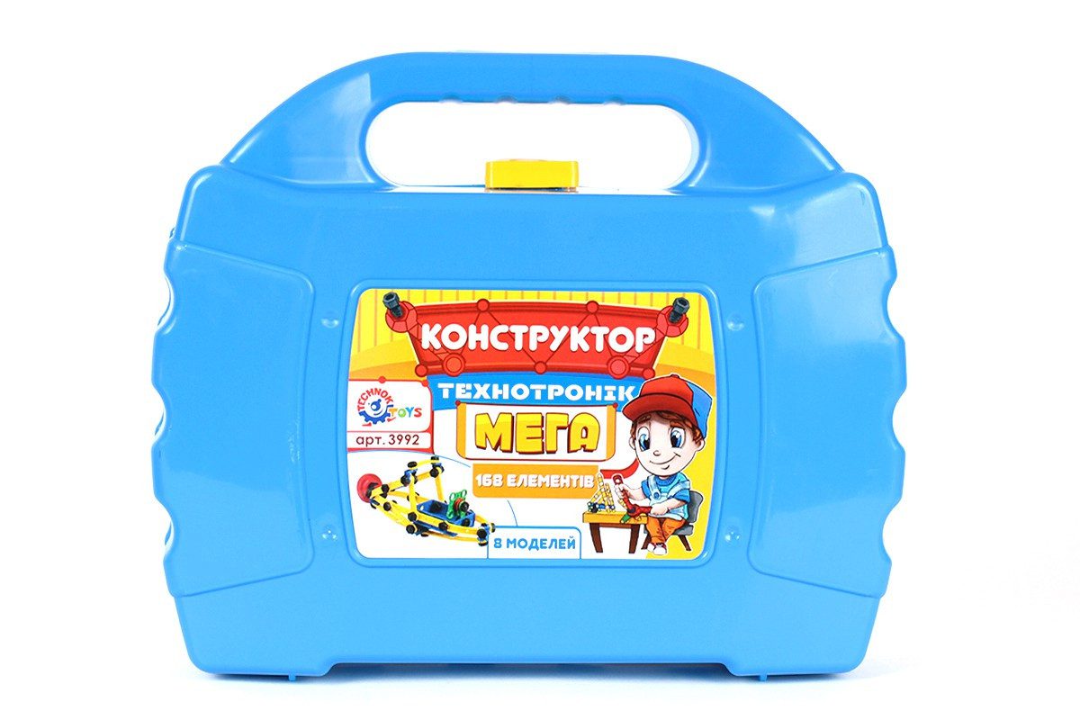 Дитячий пластиковий конструктор Технотронік Мега ТехноК 3992 в кейсі, 168 деталей, гайки, гвинти, розвиваючий - 3
