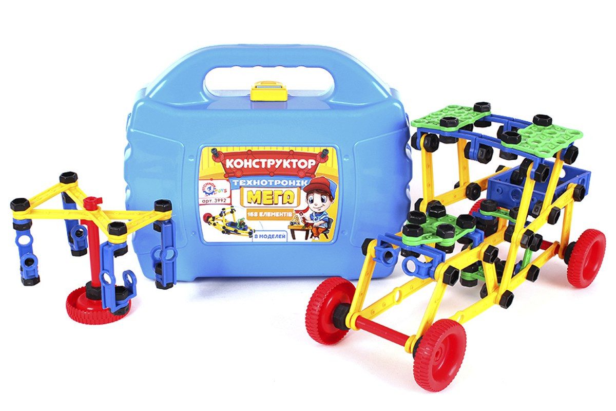 Дитячий пластиковий конструктор Технотронік Мега ТехноК 3992 в кейсі, 168 деталей, гайки, гвинти, розвиваючий - 1