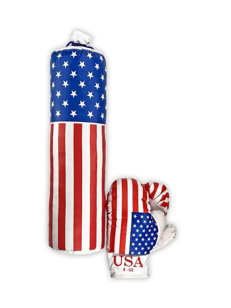 Боксерський набір USA середній M-USA дитячий для хлопчика груша рукавички для дітей спорт забарвлення прапор США Розмір M - 1