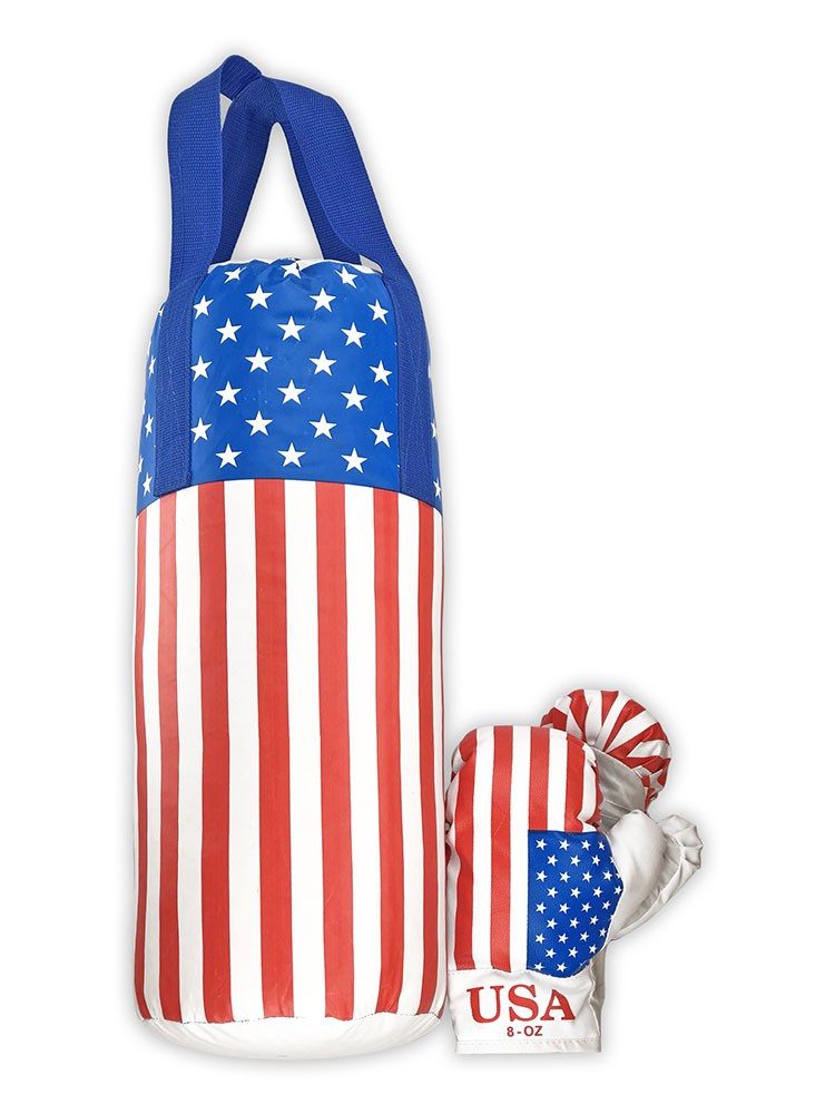 Боксерський набір USA великий L-USA дитячий для хлопчика груша рукавички для дітей спорт забарвлення прапор США Розмір L - 1