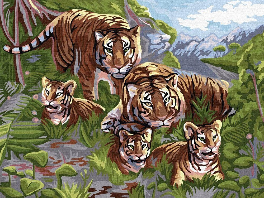 Картина за номерами Сімейство тигрів KpN-03-06 Danko toys 40 * 30 см набір для розпису фарби пензлик для дітей - 1