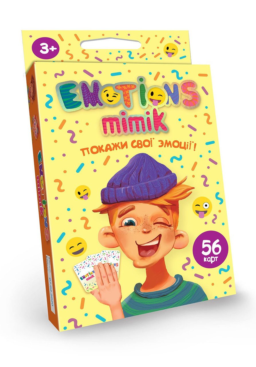 Настільна гра Emotions Mimik (укр) EM-01-01U Danko Toys карткова розвиваюча вікторина для всієї родини Емоції - 1