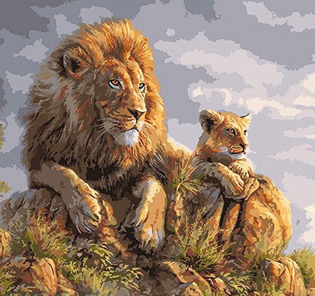 Картина за номерами Король лев KpNe-02-06 Danko toys 40*40 см набір для розпису фарби пензлик для дітей - 1