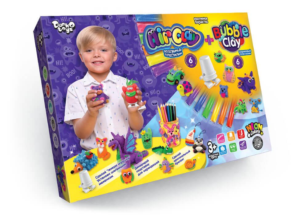 Air clay + Bubble Clay Danko Toys ARBB-01-01U повітряний кульковий пластилін твердіє набір дитячої творчої творчості для дітей - 1