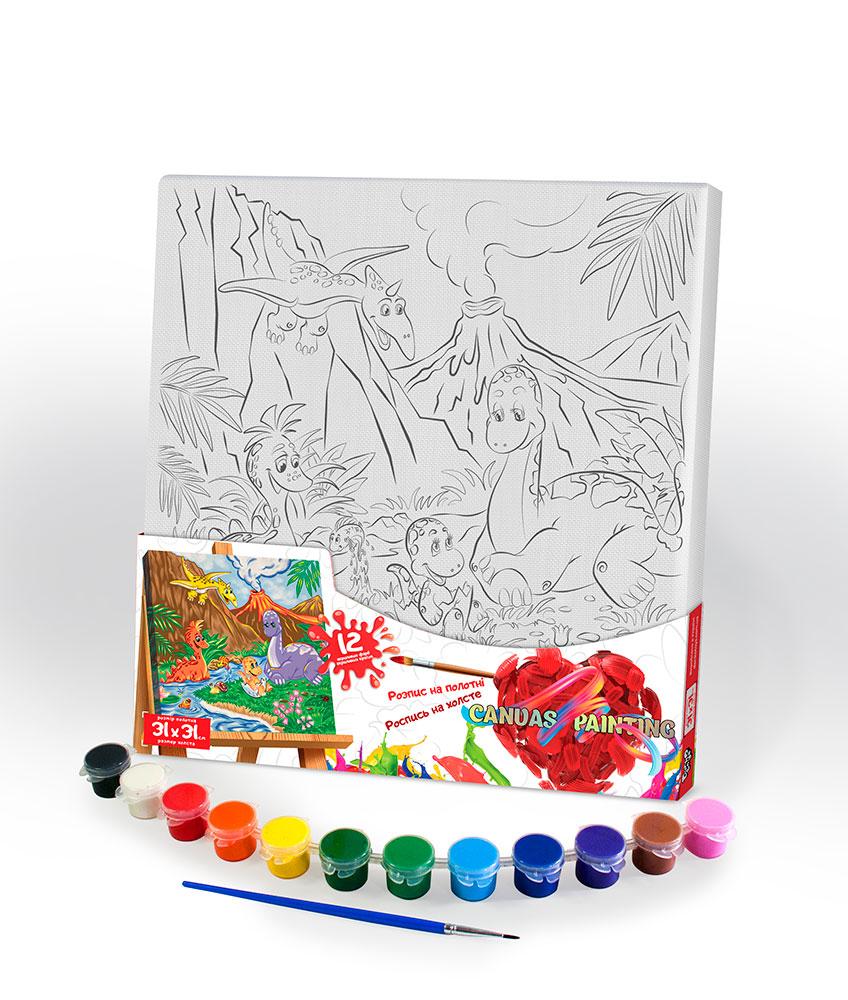 Розпис на полотні Canvas Painting Динозаври Danko toys PX-05-04 розмальовка 31*31 см набір для дитячої творчості - 1