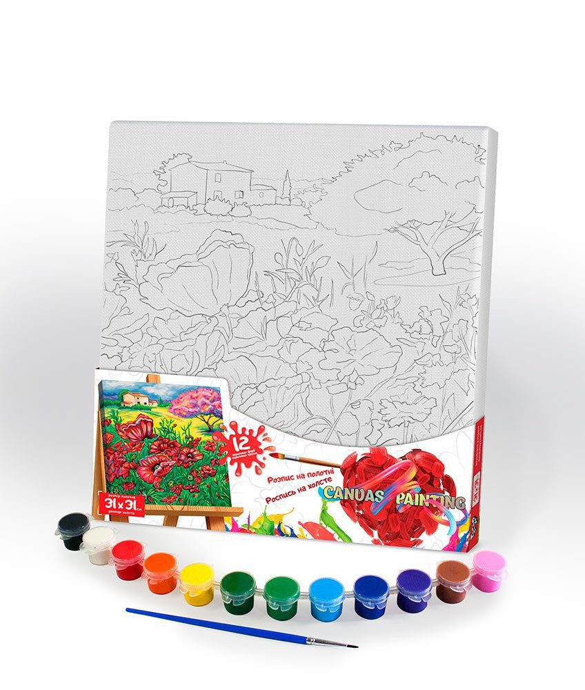 Розпис на полотні Canvas Painting Макове поле Danko toys PX-05-10 набір для дитячої творчості картина 31*31 см за номерами - 1