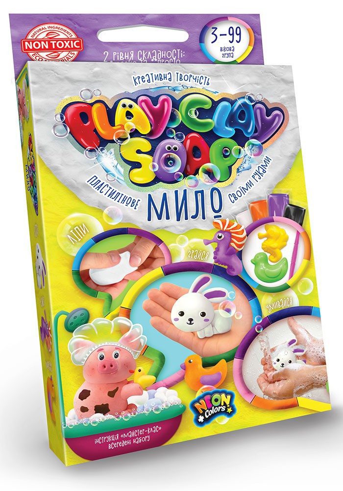 Набір для творчості PlayClay Soap PCS-02-01U DankoToys (укр) дитяче Пластилінове мило для дітей 4 кольори - 2