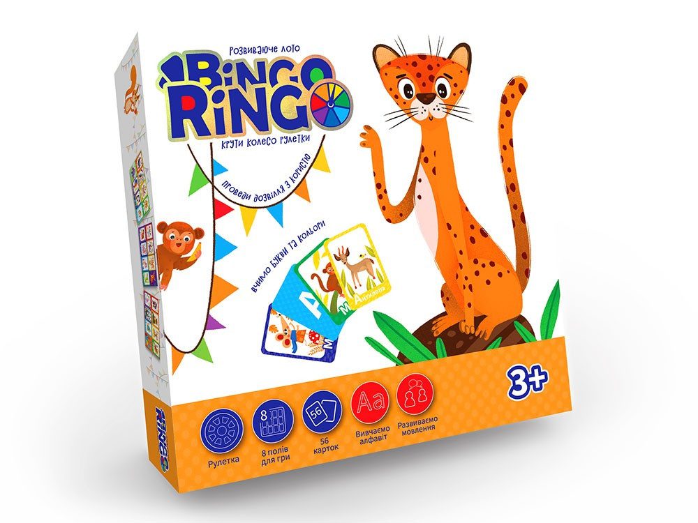 Настільна гра Bingo Ringo Danko Toys GBR-01-01U Бінго Рінго Лото алфавіт тварини кольори розвиваюча для дітей - 1