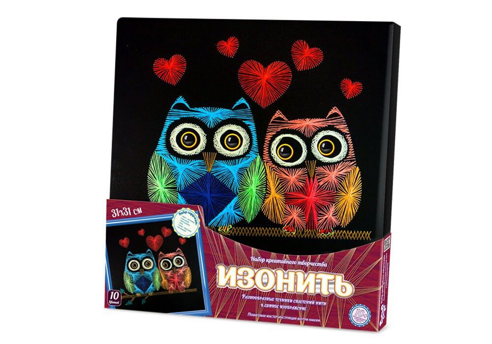 Набір для творчості Изонить Danko Toys IZN-01-06 полотно зі схемою дерев'яний підрамник муліне для дітей - 4