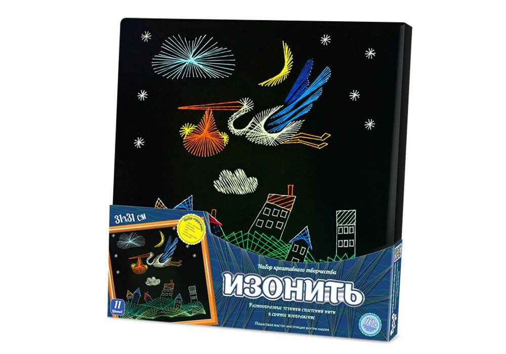 Набір для творчості Изонить Danko Toys IZN-01-06 полотно зі схемою дерев'яний підрамник муліне для дітей - 6