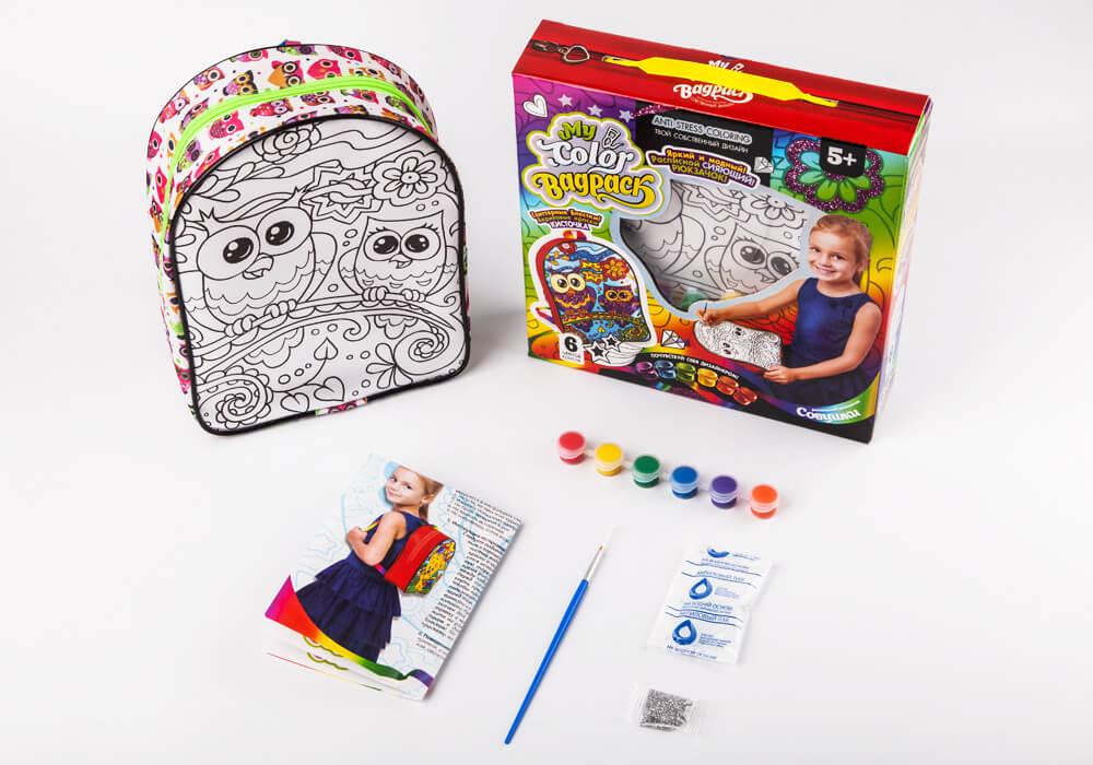 Набір для творчості рюкзак - розмальовка My color bagpack Danko Toys CВР-01-01 дитячий блискітки фарби пензлик для дітей - 2