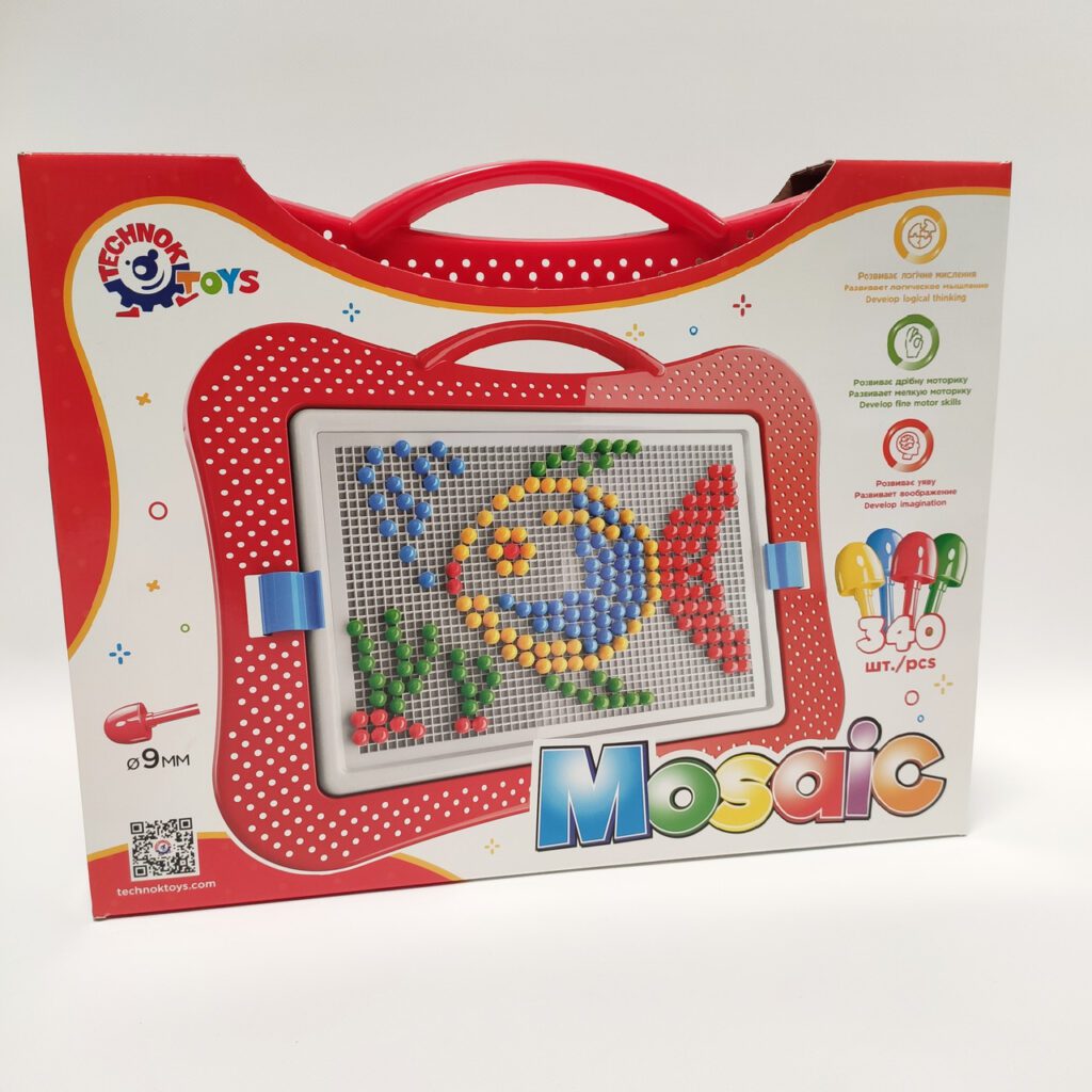 Іграшка Мозаїка 4 ТехноК 3367 в пеналі саквояжі 340 фішок 4 кольори дитяча пластикова розвиваюча для дітей - 1