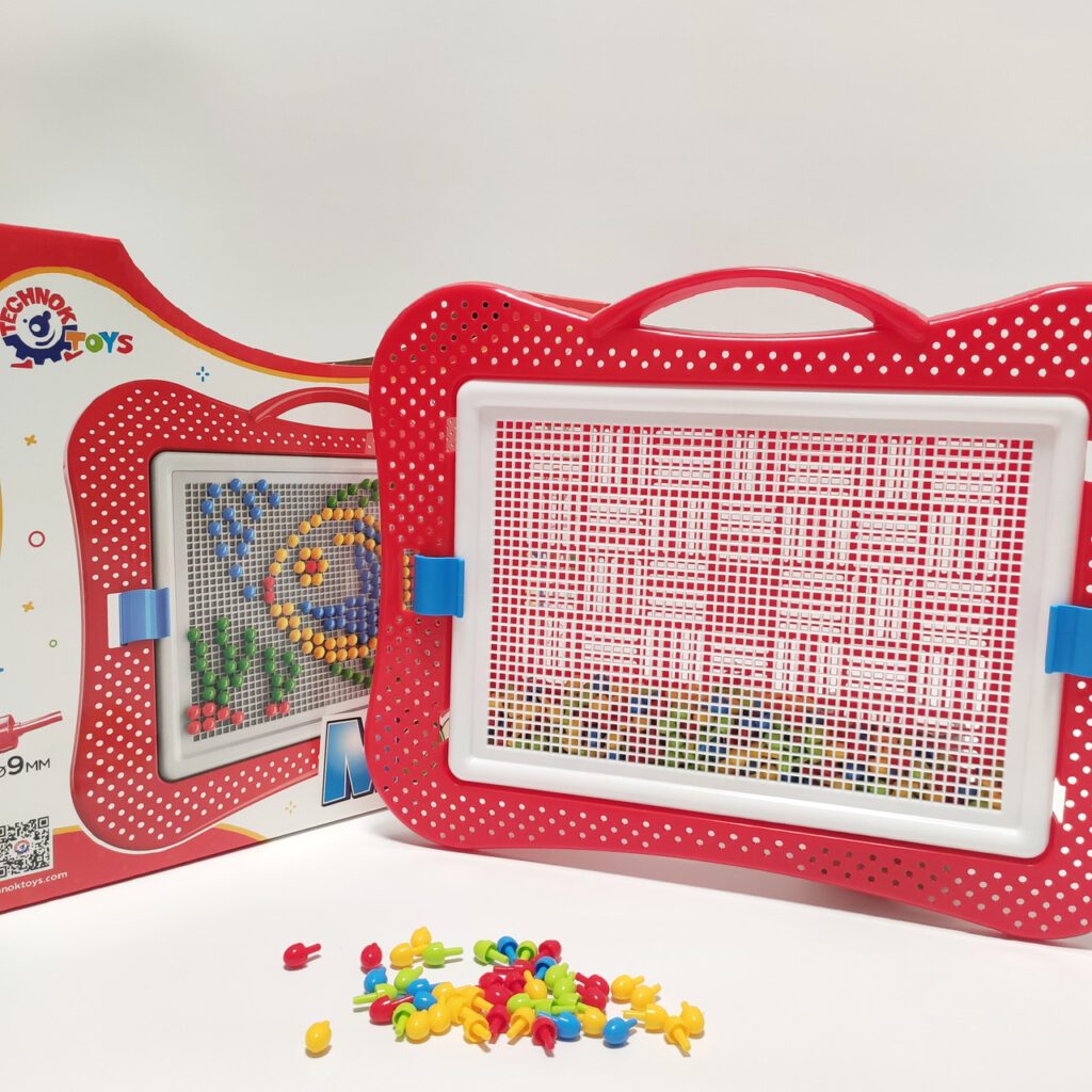 Іграшка Мозаїка 4 ТехноК 3367 в пеналі саквояжі 340 фішок 4 кольори дитяча пластикова розвиваюча для дітей - 2