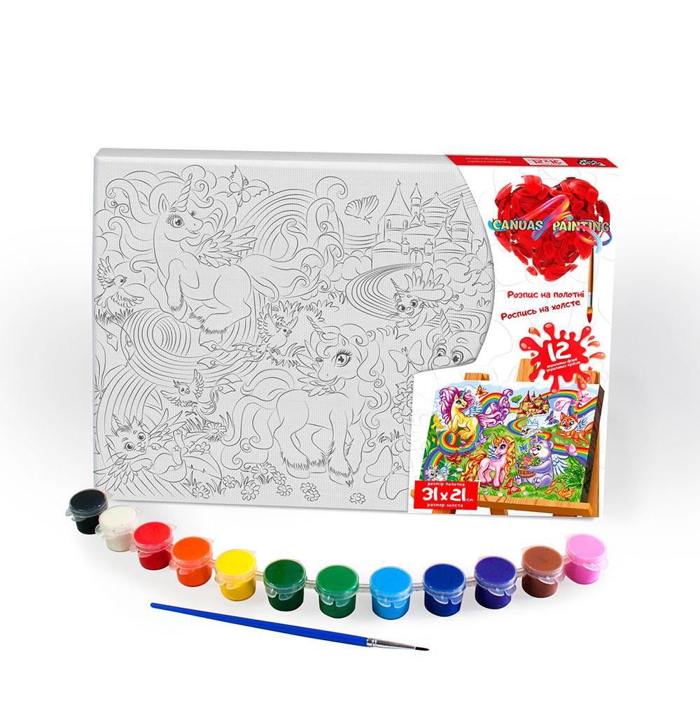 Розпис на полотні Canvas Painting Поні веселка 21*31 см с.6 №1 Danko toys PX-06-02 розмальовка набір для дитячої творчості - 1