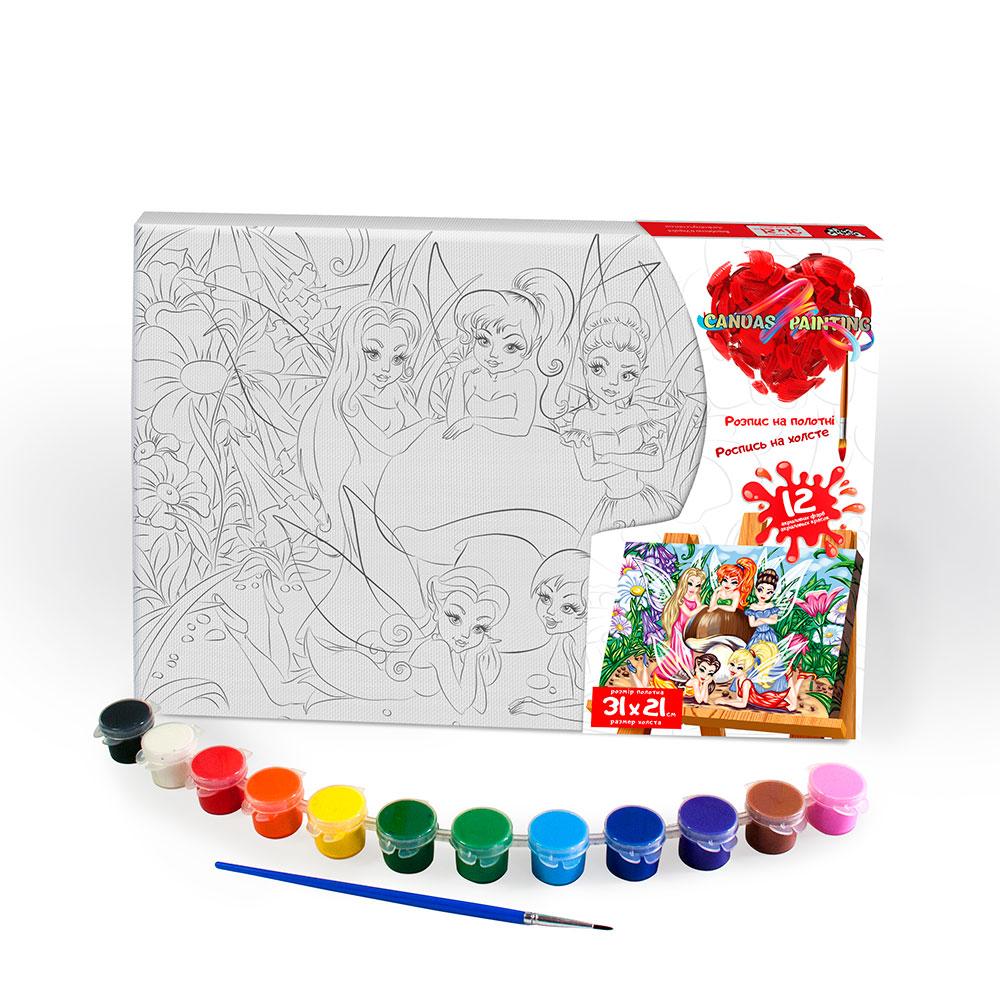 Розпис на полотні Canvas Painting с.6 №1 феї Danko toys PX-06-05 розмальовка набір для дитячої творчості - 1