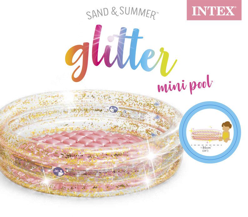 Басейн дитячий надувний Glitter Intex 57103 Mini Pool захисний бортик ремкомплект надувне дно 56 л для дітей від 1 року - 3