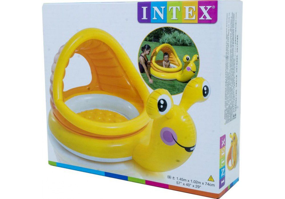 Басейн надувний дитячий Равлик Intex 57124 з навісом захисні бортики надувне дно 102 см 53 л для дітей - 5
