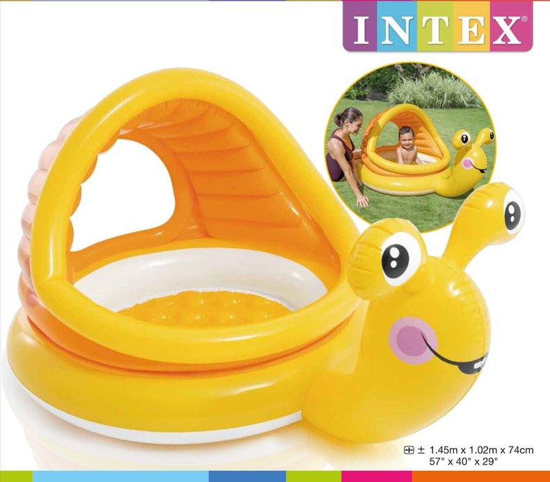 Басейн надувний дитячий Равлик Intex 57124 з навісом захисні бортики надувне дно 102 см 53 л для дітей - 3