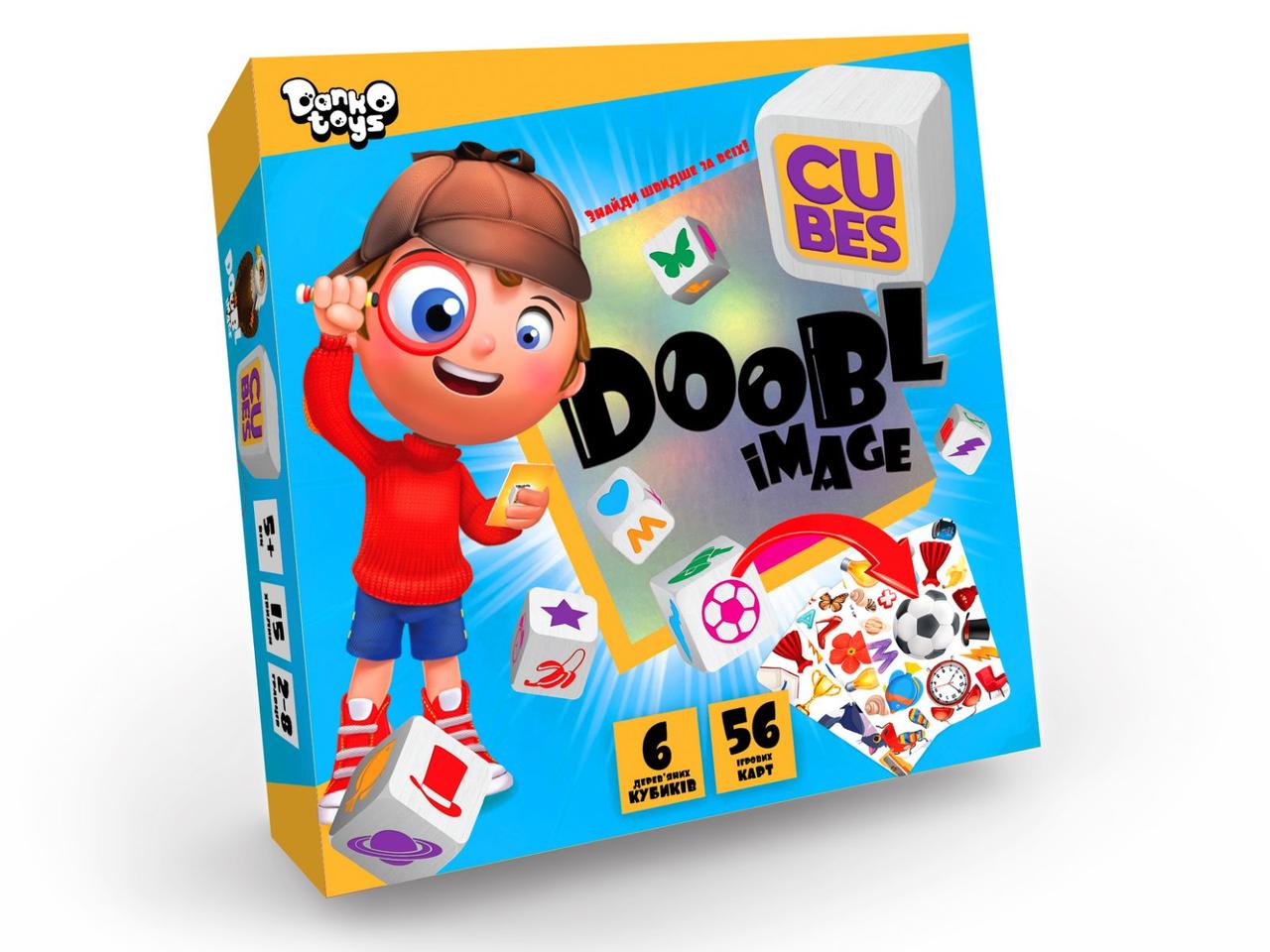 Настільна гра Doobl Image Сubes (an) Danko Toys DBI-04-01U 36 силуетів 56 карток кубики для дітей та дорослих - 1