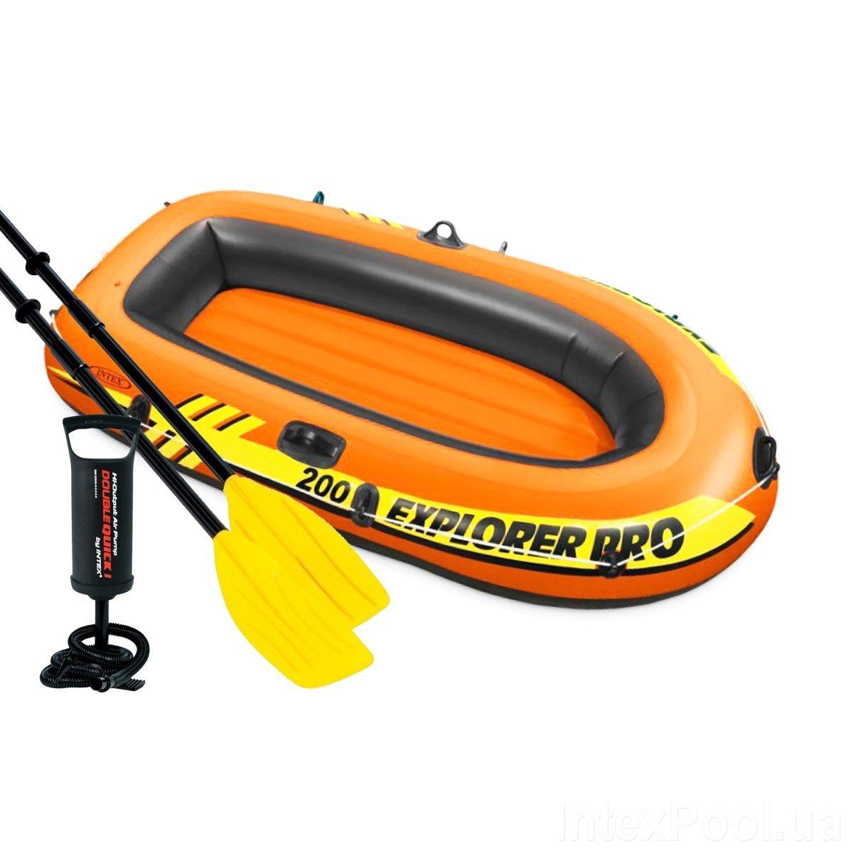 Надувний човен Explorer Pro 200 Set Intex 58357 пластик весла міні насос на морі річку човен Інтекс - 2