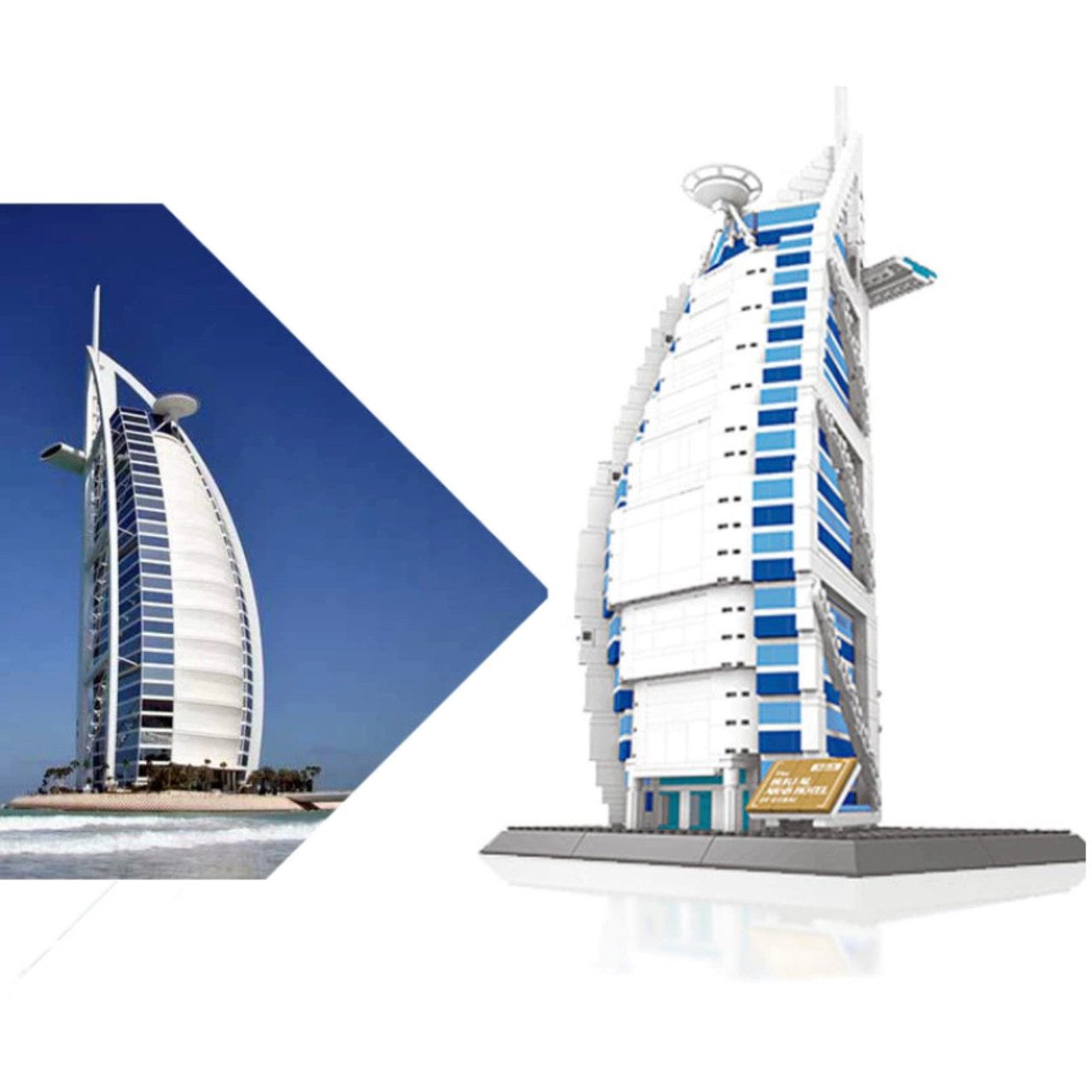 Конструктор Wange 3D Архітектура Dubai Burj Al Arab Hotel Вітрильник Дубай 5220 пластиковий 1368 дет. 3Д - 6