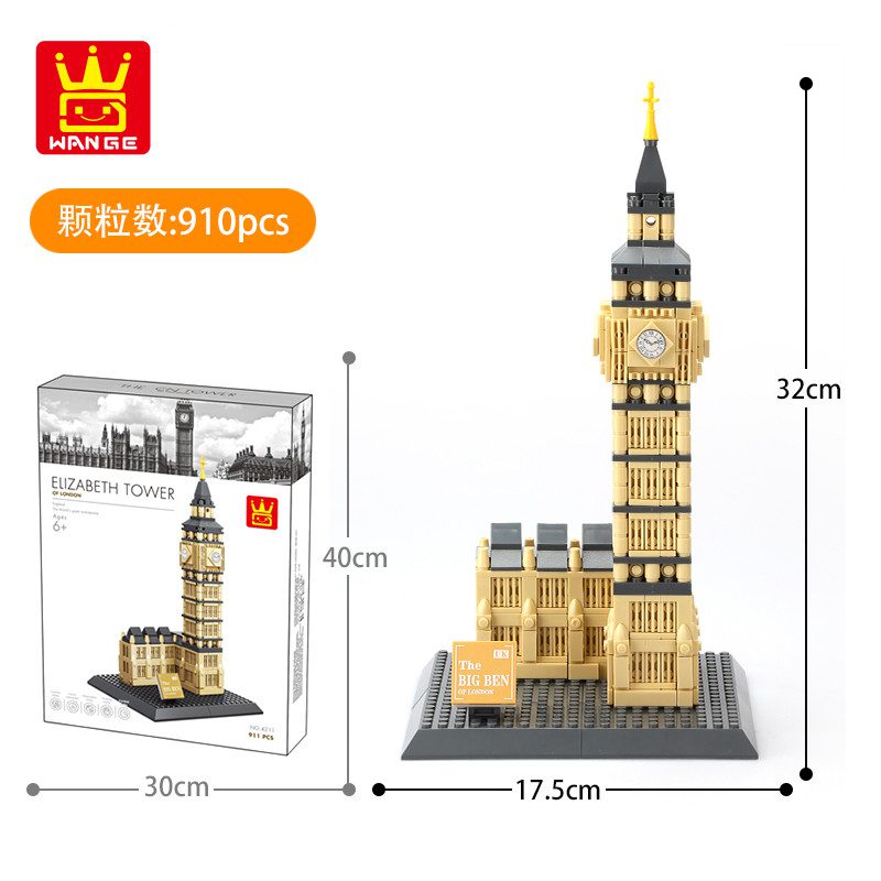 Конструктор Wange 3D Архітектура Біг-Бен Elizabeth Tower 4211 пластиковий 910 ел.  3Д - 3