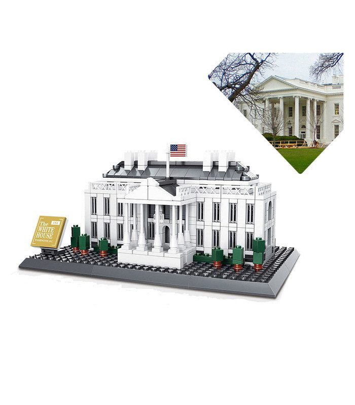 3D конструктор Wange Архітектура Білий дім The White house of Washington-USA 4214 3Д 773 деталі - 4