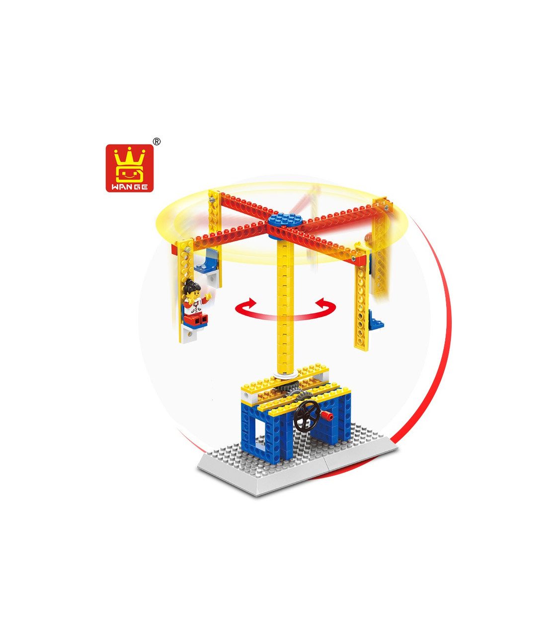 Конструктор механічний Карусель 3в1 Wange 1301 Mechanical engineering шестерні блоки 94 дет пластик дитячий Ванге - 1