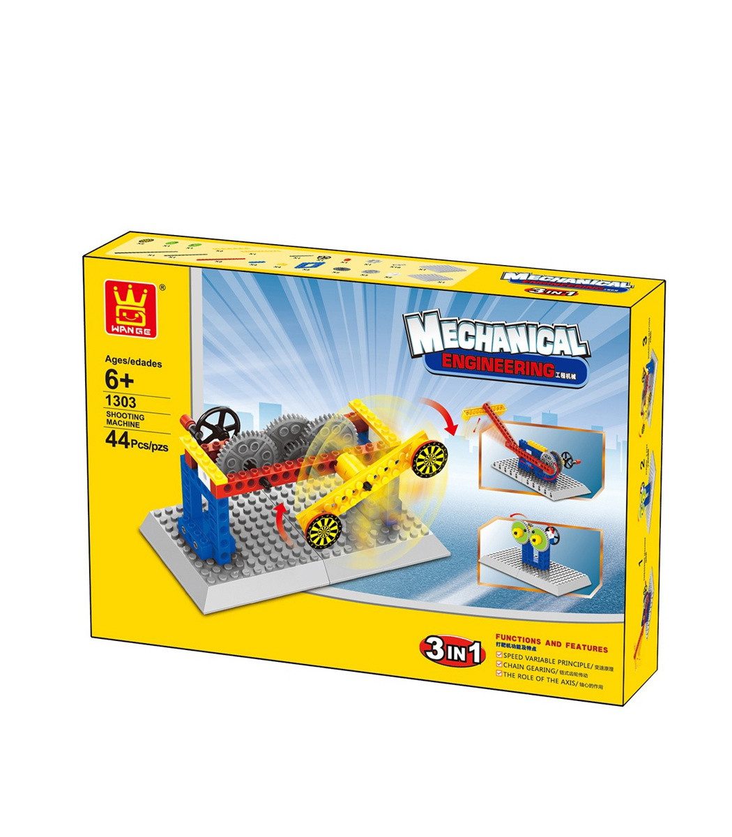 Конструктор механічний Стрілка машина 3в1 Wange 1303 шестерні блоки 44 деталі пластиковий дитячий розвиваючий Ванге - 3