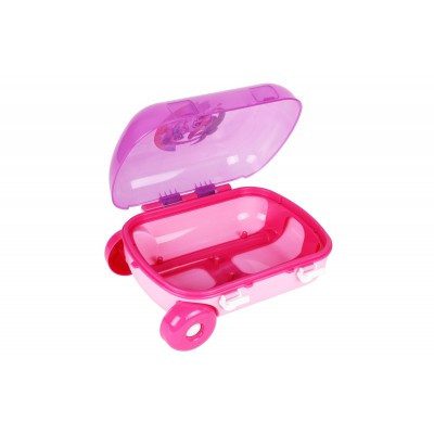 Валіза Технок 7037 з регульованою ручкою колеса містка дитяча пластикова для дітей рожева - 4