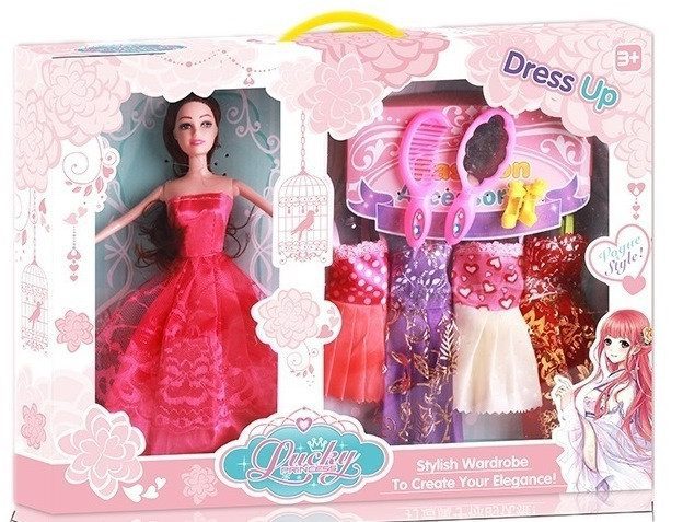 Лялька з нарядами та аксесуарами CY-42 дитяча іграшка 29 см гребінець дзеркало туфлі 4 вбрання для дівчаток - 1