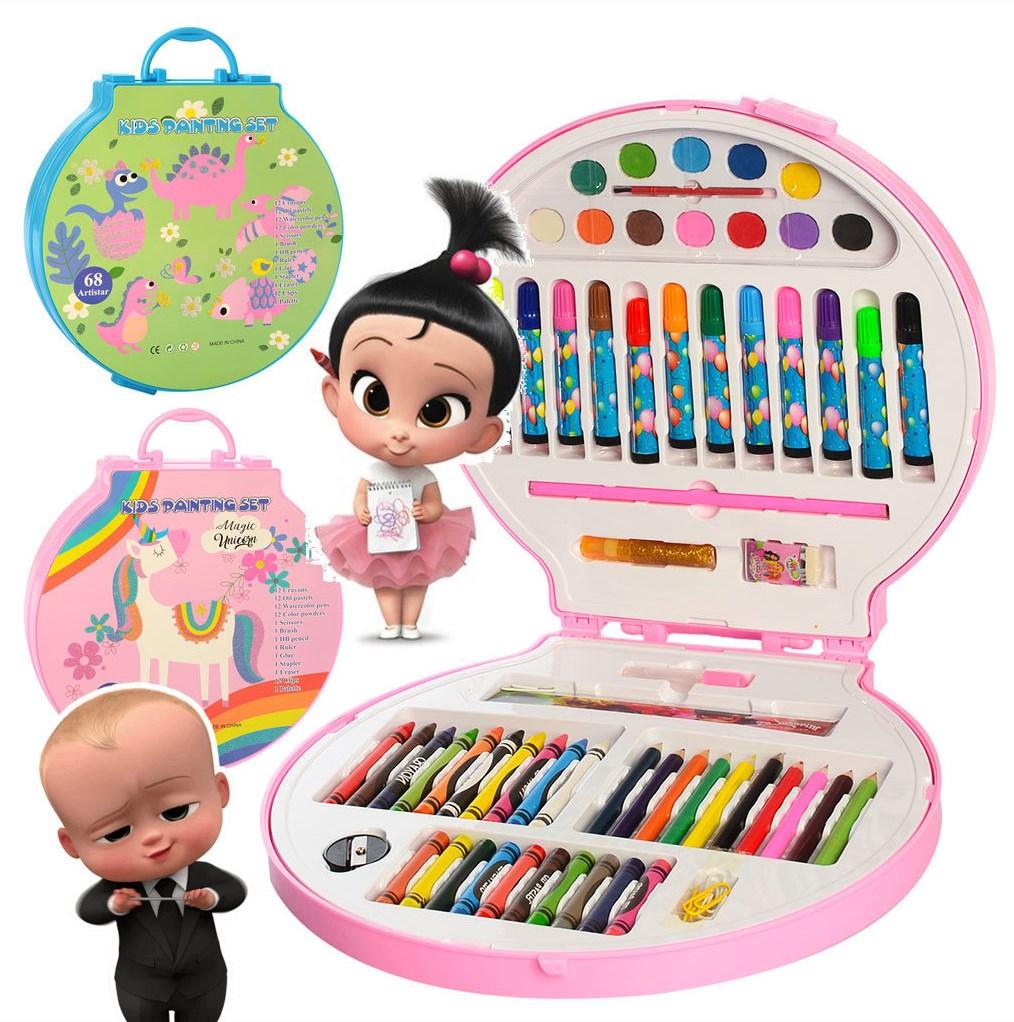 Набір для творчості у валізі MK 2111-1 олівці фломастери крейди для дітей 68 предм. подарунок - 3