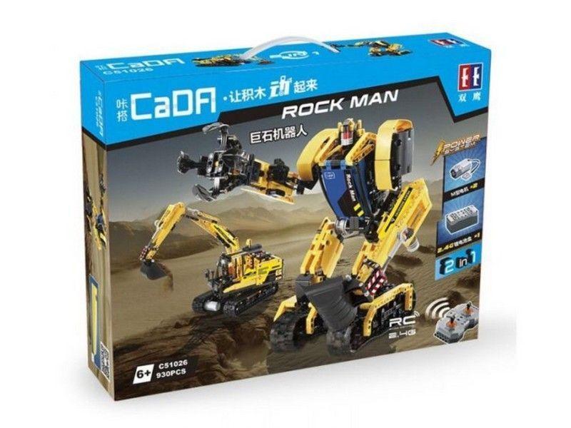Конструктор CaDa на радіокеруванні робот-екскаватор ROCK MAN 2в1 C51026W дитячий 930 деталей пульт Кадан - 8