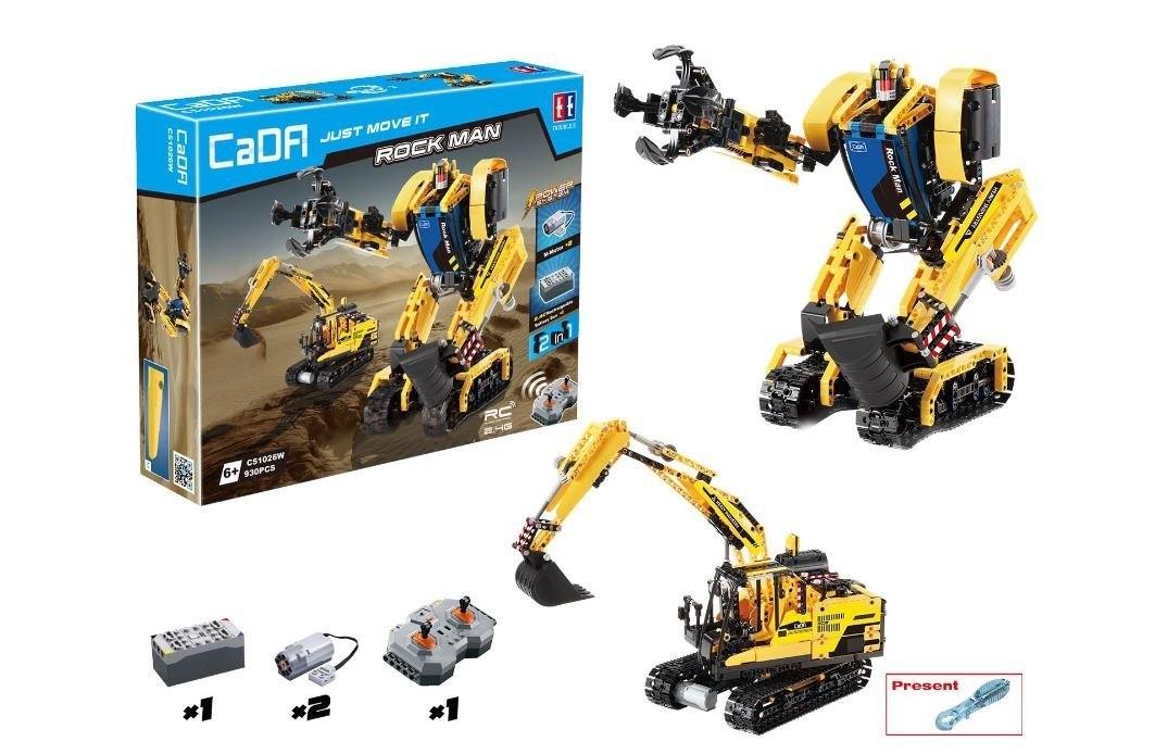 Конструктор CaDa на радіокеруванні робот-екскаватор ROCK MAN 2в1 C51026W дитячий 930 деталей пульт Кадан - 4