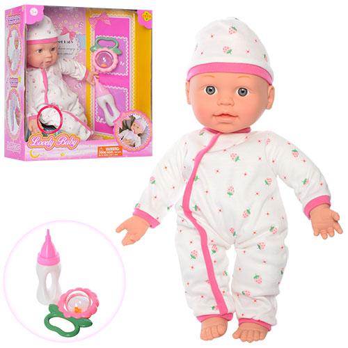 Пупс Defa з аксесуарами 5074 лялька звуки малюка брязкальце пляшечка з соскою 34 см. Іграшка для дівчаток - 2