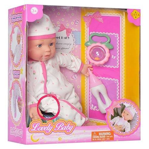 Пупс Defa з аксесуарами 5074 лялька звуки малюка брязкальце пляшечка з соскою 34 см. Іграшка для дівчаток - 4