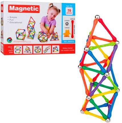 Дитячий магнітний 3D конструктор Magnetic JH8944 у коробці 70 деталей 3Д розвиваючий для дітей з 3 років - 1