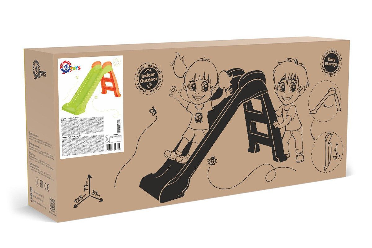 Дитяча гірка ТехноК 8058 велика пластикова спуск 80 см розбірна для саду дачі вулиці кімнати - 4