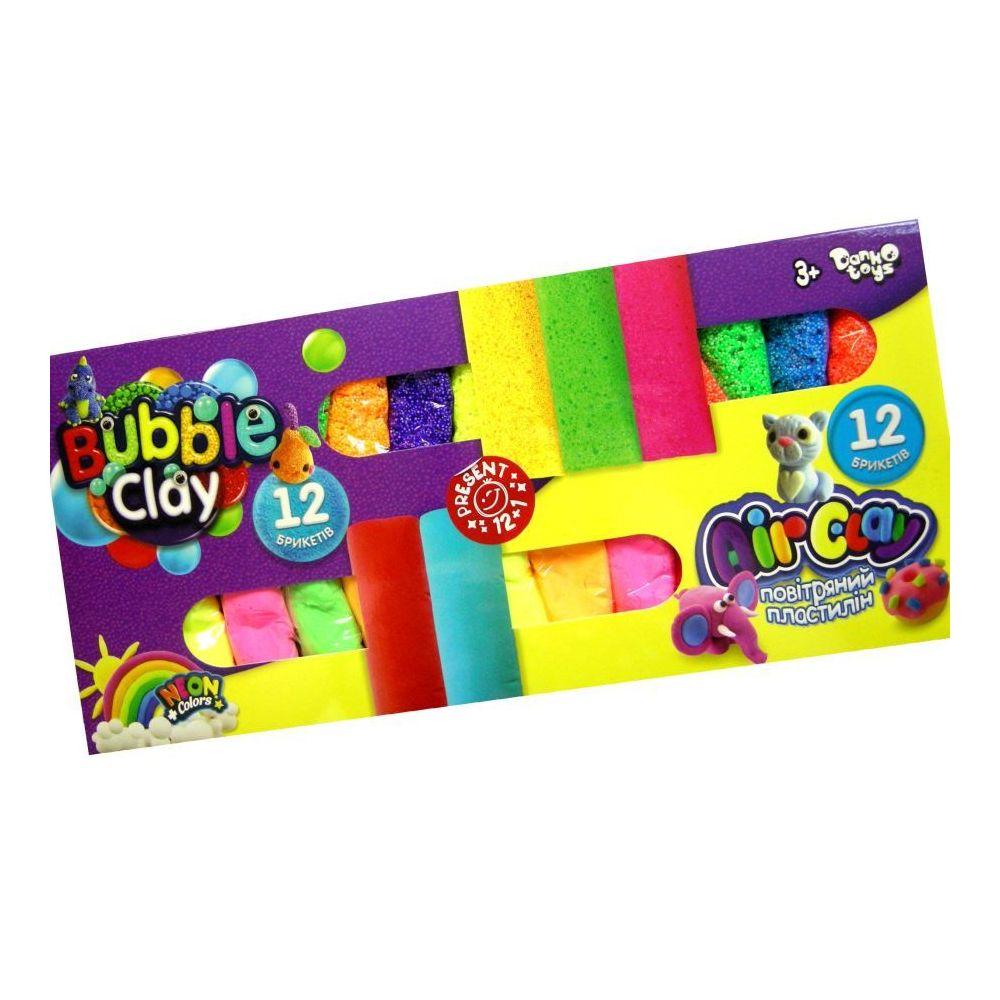 Креативна творчість Air Clay+Bubble Clay Danko Toys ARBB-02-01U набір 24 шт повітряний + кульковий пластилін для дітей - 2