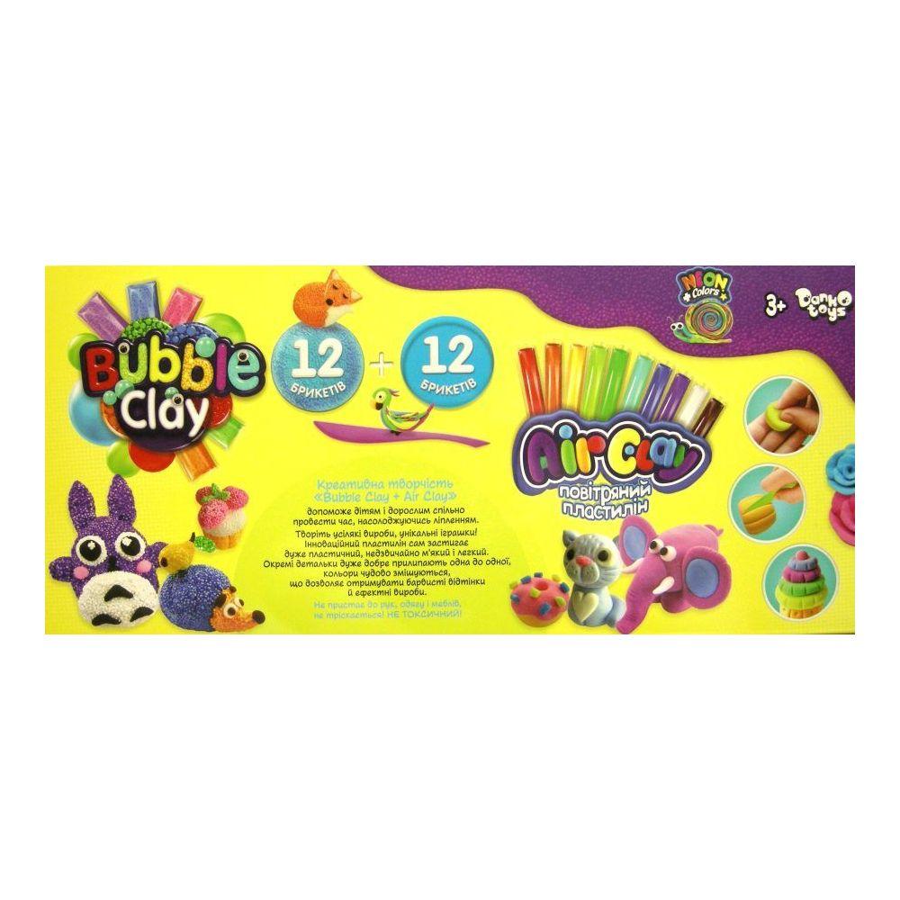 Креативна творчість Air Clay+Bubble Clay Danko Toys ARBB-02-01U набір 24 шт повітряний + кульковий пластилін для дітей - 3