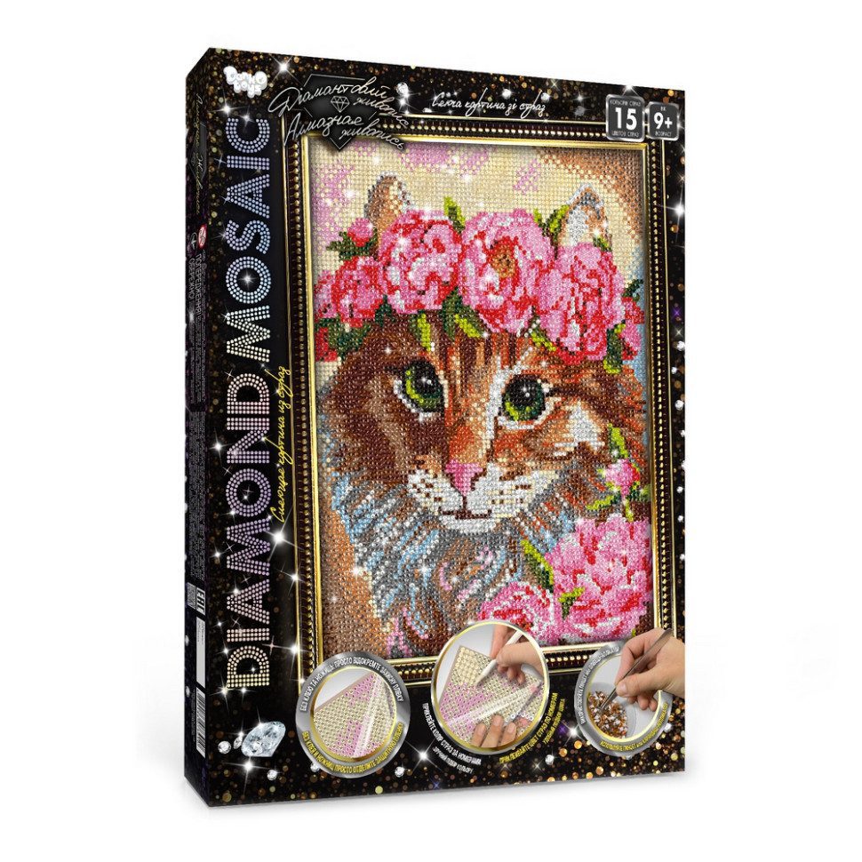 Набір креативної творчості Алмазний живопис DIAMOND MOSAIC Danko Toys DM-03 дитячий для дітей 30*20 см - 6