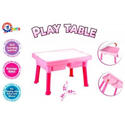 Ігровий столик 7853 ТехноК 2в1 дитячий пластиковий для піску фломастер маркер мольберт розвиваюча іграшка для дівчаток - 4